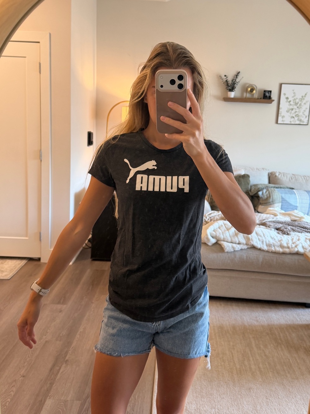 Puma Black Crewneck Tee with White Logo